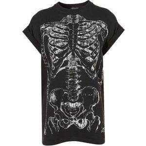 Topshop Rolled Cuff Skeleton Tee